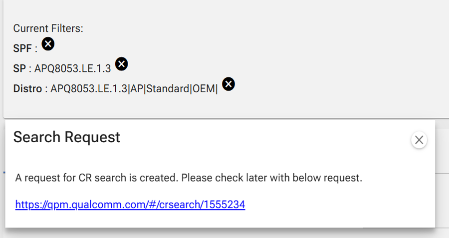 Search Request Generated